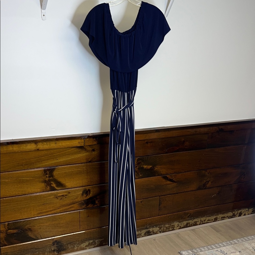 Bebe Navy‎ Jumpsuit with White Accents- 6